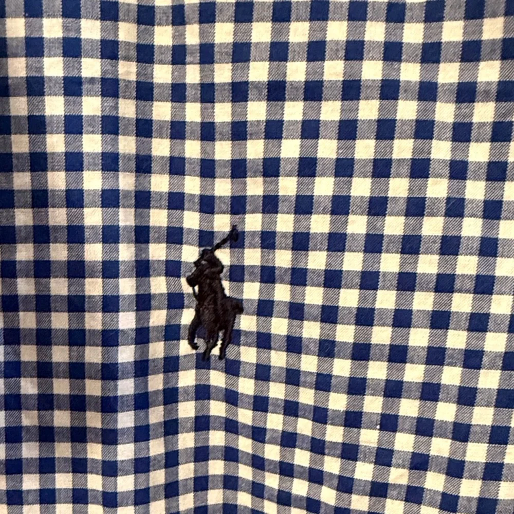 Ralph Lauren Boys Navy Checkered Button Down Shirt size M 10/12 NWT